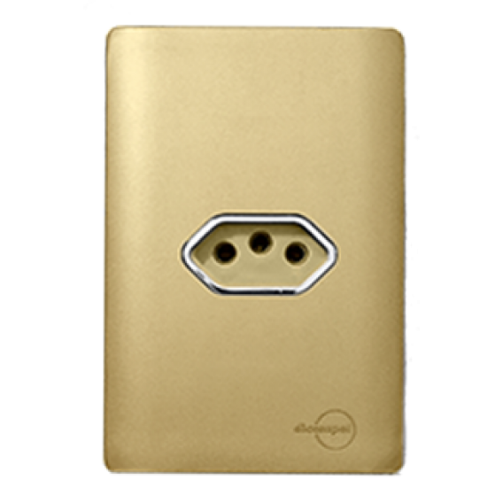 Conjunto Tomada 20A 4x2 - Novara Especiais Dourada Conjunto Tomada 20A 4x2 - Novara Especiais Dourada